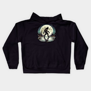 Moon Bigfoot Sasquatch Cool Bigfoot Kids Hoodie